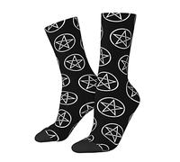 874 Work Socks, Pentagram Symbol Office Socks Casual Men’S Socks Recycled Socks For Football Climbing Camping 40cm