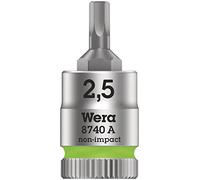 Wera 8740 A Zyklop bit Socket with 1/4" Drive with Holding Function, 2,5 x 28 mm