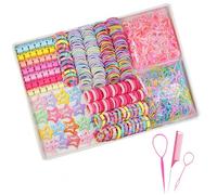 875pcs Elastic Hair Bands Hair Ties for Little Girls, Hair Rubber Bands with Tail Hair Tools, Snap Hair Clips, Hair Bobbles, Pin Tail Comb, Hair Accessories, Thin Hair Bands(with 3 Hair Picks)