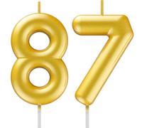 87th Birthday Candle Gold - Number 87 Cake Candle, 3D Candle for 87th Birthday Cake Decoration