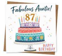87th Birthday Card for Aunty, Bright Tiered Cake