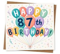 87th Birthday Card for Dad, Colourful Balloon Confetti Design