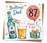 87th Birthday Card for Dad, Golden Ale, Pint and Gift