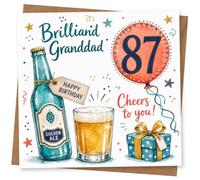 87th Birthday Card for Grandad, Beer Bottle & Pint