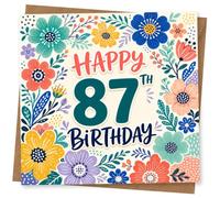 87th Birthday Card for Her, Bright Florals, Happy