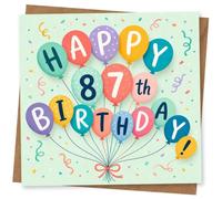 87th Birthday Card for Her, Colourful Balloon Design