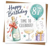 87th Birthday Card for Her, Funny Balloon Design