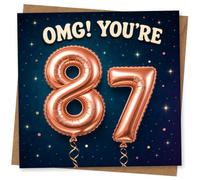 87th Birthday Card for Her, Funny Starry Balloon Design