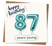 87th Birthday Card for Her, Teal Balloon 87, Years Young