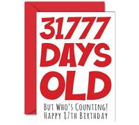 87th Birthday Card for Men Women Him Her - 31777 Days Old - Funny Adult Happy Birthday Card for Grandma Nan Grandad Gran Mum Dad, A5 Humour Joke Greeting Cards