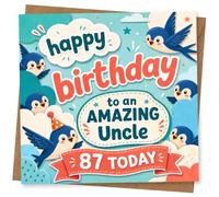 87th Birthday Card for Uncle, Birds, Clouds, 87 Today