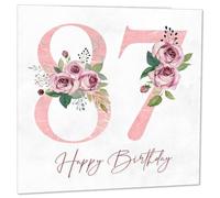 87th Birthday Card for Women - Floral 87th Birthday Cards for 87 year old woman Eighty Seven, Eighty Seventh Ladies Nan Grandma Mum Aunt Sister Mom Friend