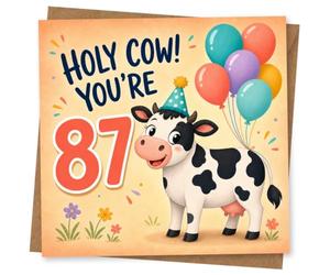 87th Birthday Card, Funny Balloons Design
