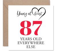 87th Birthday Cards for Men Women - Young at Heart - Happy Birthday Card for 87 Year Old Man Woman Nan Auntie Wife Uncle, 145mm Bday Greeting Cards