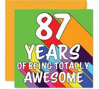 87th Birthday Cards for Women Men - Rainbow Awesome - Happy Birthday Card for 87 Year Old Woman Man Nan Nanny Grandma Dad, 145mm Bday Greeting Cards