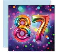 87th Birthday Cards for Women Men - Rainbow Foil Balloon - Happy Birthday Card for 87 Year Old Woman Man Dad Auntie Uncle Wife, 145mm Bday Greeting Cards