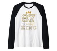 87th Birthday King 87 Years Old Birthday Party for Him Raglan Baseball Tee