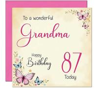 87th Grandma Birthday Card - Beautiful Butterfly Floral Grandmother Birthday Card for 87 Year old Eighty Seven, Eighty Seventh