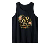 88 And Fabulous Floral 88th Birthday Celebration Funny Tank Top