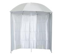 88" Arc 2.2M Fishing Umbrella Beach Parasol with Sides Brolly Shelter Canopy Shade with FREE Carry Bag Off-White