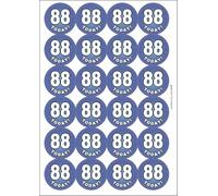 88 Eighty Eight Today Eighty Eighth 88th Birthday Circular Matt Paper Stickers A4 Sheet of 24 (Each Sticker is 45mm Diameter)