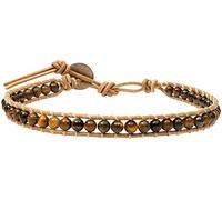 88 INFINITYEE888 Infinityee Ankle Bracelet Woven Light Brown Leather Vintage Handmade Hippie Bohemian Gypsy Boho Unisex Anklet for Men, Women, Teen (Tiger Eye stone)