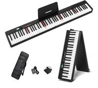 88 Key Dightal Piano, Folding Piano Keyboard with Light Up Keys, Full Size Digital Piano, Bluetooth Electric Piano Keyboard, Semi-Weighted Portable Piano with Sustain Pedal, Carrying Bag