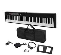 88 Key Digital Folding Piano Keyboard, Semi-Weighted Electric Piano with Bluetooth MIDI, Headphones, Sustain Pedal, Carry Case & Built-In Speakers - Portable Piano for Learners & Players (Black)