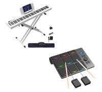 88 Key Digital Piano & 9 Pads Roll-Up Drum with MIDI Bluetooth, Practice Drum Pad Kit for Beginners Kids with Build-in Stereo Speaker, Drum Sticks, Great Holiday Birthday Gift