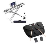 88 Key Digital Piano & 9 Pads Roll-Up Drum with MIDI Bluetooth, Practice Drum Pad Kit for Beginners Kids with Build-in Stereo Speaker, Drum Sticks, Great Holiday Birthday Gift