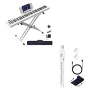 88 Key Digital Piano & Digital Wind Instrument, Mini Electronic Wind Instrument Set with Removable Nozzle and Rechargeable Battery, Built-in 10 Musical Instrument Tones (White)
