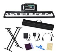 88 Key Digital Piano Electric Keyboard, 88 Key Keyboard Piano for for Beginner, with Power Adapter, Sustain Pedal, Stand, Bluetooth, Carrying Case, Headphones, USB-MIDI, for at Home/Stage