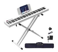 88-Key Digital Piano Full-Size Semi-Weighted Keys, Touch-Sensitive, with X-Stand & Bluetooth MIDI, Perfect for Home Practice, Space-Saving & Neighbour-Friendly, Includes Sustain Pedal & Portable Case
