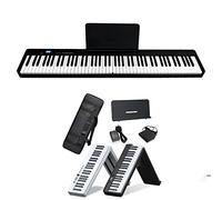 88 Key Digital Piano Keyboard, Full-size Folding Bluetooth Portable Electric Piano with1750mAh Battery/Sustain Pedal and Piano Bag/USB/MIDI Controller, for Beginner Kids Adult (black)