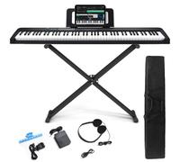 88 Key Digital Piano, Semi Weighted Electronic Keyboard Piano with Music Stand, Power Supply, Sustain Pedal, Stand, Bluetooth, Carrying Case, Headphones, USB-MIDI, Piano Lessons for Beginners