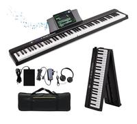 88 Key Folding Piano Keyboard, Full Size Semi-Weighted Digital Piano with Bluetooth MIDI, 128 Tones & Rhythms, 80 Demos, Dual Power Options, Portable Electric Piano for Beginners