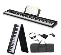 88 Key Folding Piano Keyboard, Semi-Weighted Digital Piano with Bluetooth MIDI, Electric Piano for Beginners, Carrying Case Included