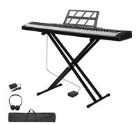 88 Key Full Size Semi-Weighted Standard Keyboards Digital Piano with Dual-tube X-Shape Stand, MIDI Bluetooth, Headphone，for Piano Lover Black color