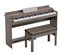 88 Key Full Size Weighted Hammer Action Digital Piano, Electric Keyboard with Triple Pedal & Dust Cover, Electric Piano for Beginners, Kids, Adults (Grey with Bench)