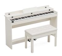 88 Key Full Size Weighted Hammer Action Digital Piano, Electric Keyboard with Triple Pedal & Dust Cover, Electric Piano for Beginners, Kids, Adults (White with Bench)