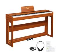 88-Key Full-Weighted Digital Piano with Stand, Pedals, and Bluetooth Connectivity for All Skill Levels (Brown)