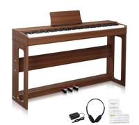 88-Key Full-Weighted Digital Piano with Stand, Pedals, and Bluetooth Connectivity for All Skill Levels (Dark Brown)