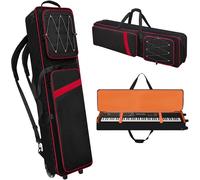 88 Key Keyboard Case with Wheels（53"x14.5"x7"), Rolling Padded Keyboard Gig Bag with Adjustable Shoulder Straps and Handle, Waterproof Piano Case for Music Stand, Accessories, Pedals & Cables