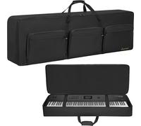 88 Key Keyboard Gig Bag with Adjustable Straps and 6-Pocket for Keyboard Accessories, Portable Electric Piano Padded Keyboard Case with 10mm Cotton 600D Oxford Cloth Large Size-57.5'' x 8 ''x 18''