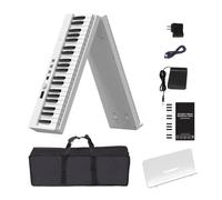 88-Key Keyboard Piano Folding Bluetooth MIDI For Beginners Portable Rechargeable Electric Piano With Music Rest, Bag, Pedal Black White(White)