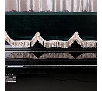 88 Key Piano Cover | Half Covered Particle Barrier Flannelette Guard with Frill Trim | Particle Barrier for Upright/Grand/Digital Pianos | Velvet Cloth, Split Curtain Design (Forest Green)