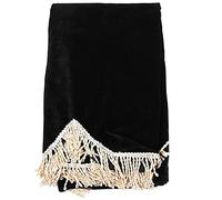 88 Key Piano Half Covered Anti Dust Cover Flannelette Piano Cover with Fine Frill Edge (Black)