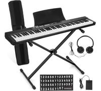 88 Key Piano Keyboard, Electric Digital Piano with Full Size Semi Weighted Keys, Beginner Piano Set with Sustain Pedal Stand Headphones Carrying Case (Black)