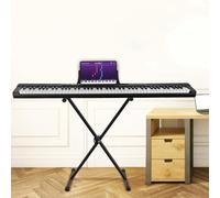 88 Key Piano Keyboard, Full Size Semi Weighted Keys, Electric Keyboard Piano Set for Beginner, Portable Keyboards Stand, Sustain Pedal, Power Supply, Carrying Case, Headphone (Black)