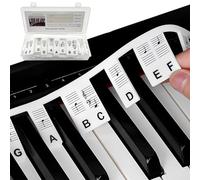 88 Key Removable Piano Keyboard Note Labels, Silicone Reusable No Need Stickers, 88 Keyboard Letters for Beginners and Kids Comes (Black)